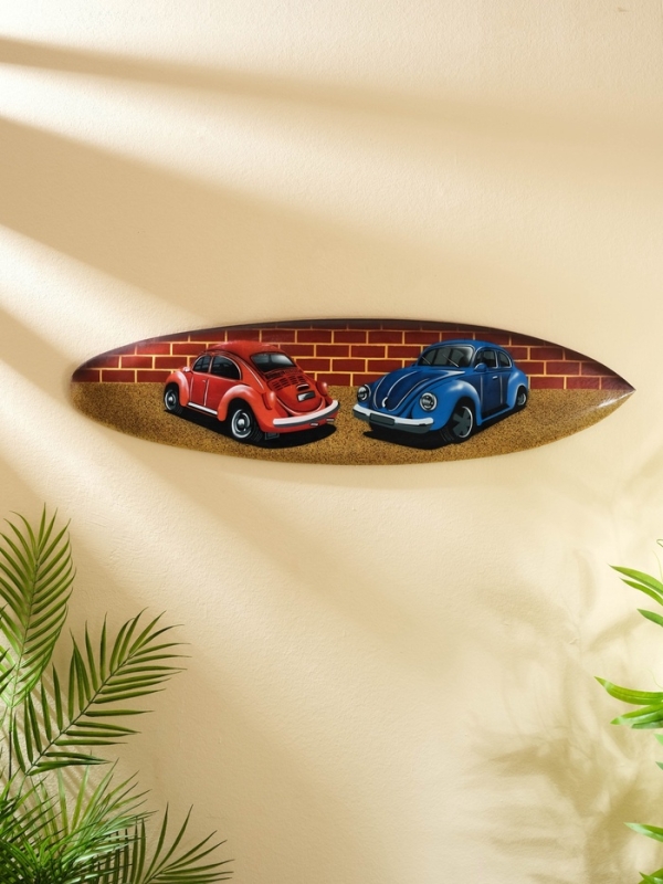 Панно "Доска для сёрфа "Два Жука" дерево 80х21 см