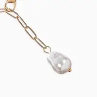 Цепь с бусиной "Жемчужина", вытянутое звено, цвет белый в золоте