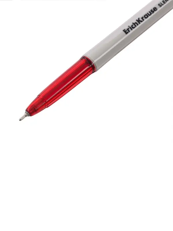 Ручка шариковая ErichKrause Slender Stick Grey, Super Glide, 0.7 мм, красная