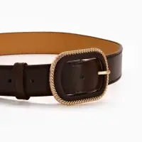 Ремень жен 05-01-07-01, Июнь2507, 3*0,3*110 см, без винта, пряж золото+пласт, 1 прокол корич   10903