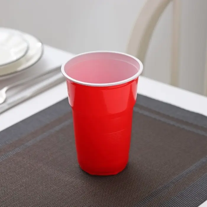 Стакан одноразовый пластиковый &laquo;Факел Экстра&raquo;, 500 мл, красно-белый