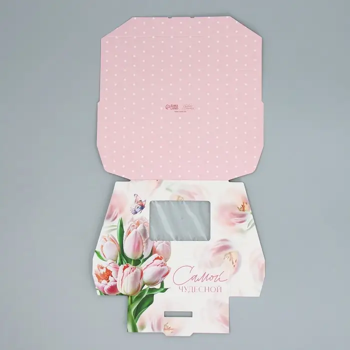 Кондитерская упаковка, коробка с ламинацией &laquo;Тюльпаны&raquo;, 10 х 8 х 3.5 см