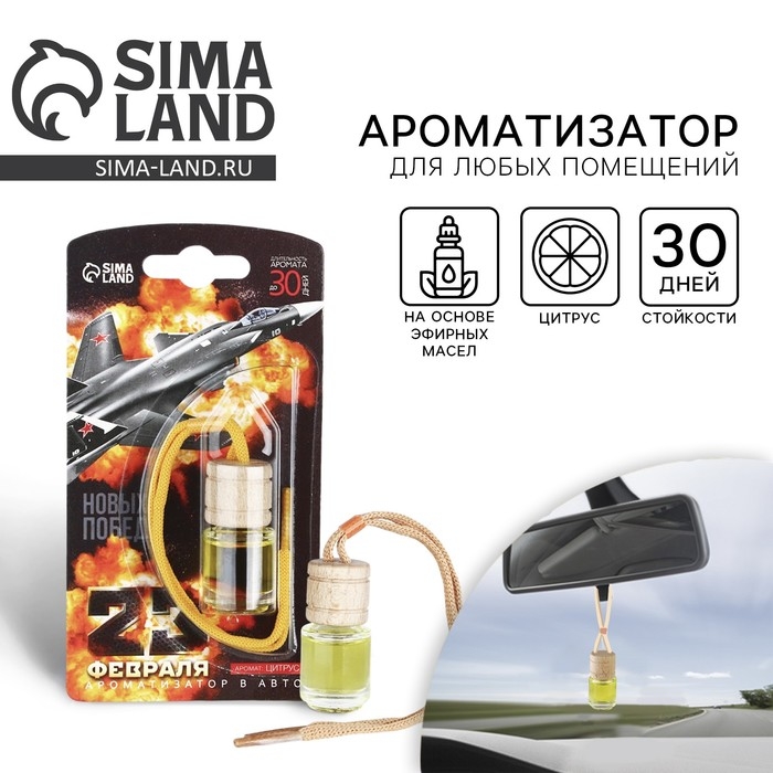 Ароматизатор в автомобиль на 23 Февраля &laquo;Самолёт&raquo;, аромат: цитрус