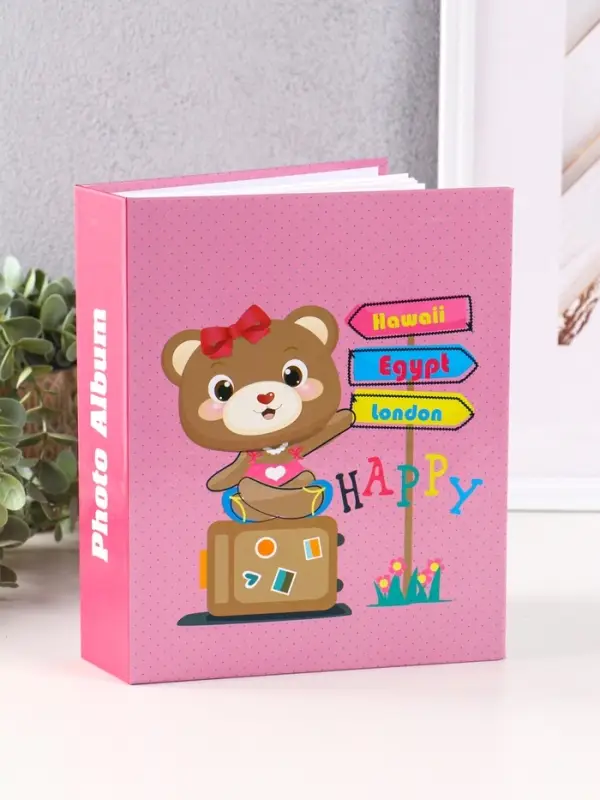 Фотоальбом 200 фото 10X15см, "Мишка с бантиком", ПП карм.