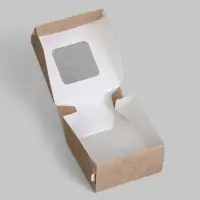 Коробка складная, с окном, крафтовая, 7&times;7&times;4 см