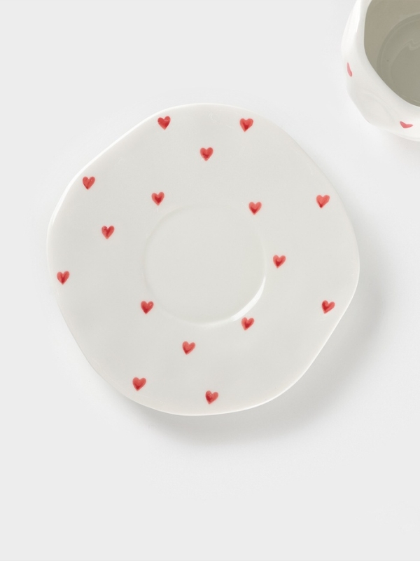 Чайная пара Доляна &laquo;Любовь&raquo;, чашка 220 мл, блюдце d=16 см, ручная роспись, керамика, белая