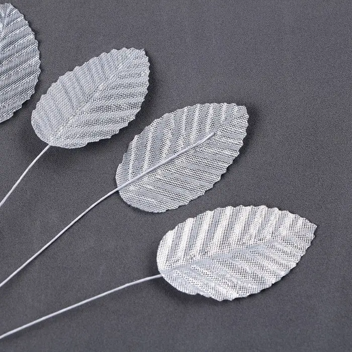 Топпер для торта &laquo;Листья&raquo;, в наборе 10 шт., серебряный