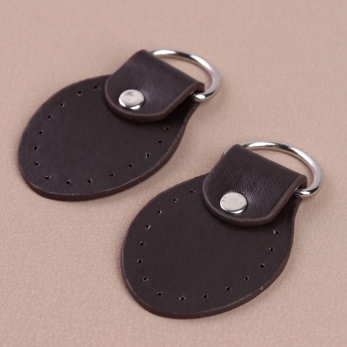 Петля пришивная для сумки, с полукольцом, пара, 8 &times; 4,5 см, цвет коричневый/серебряный