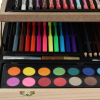 Набор для рисования в деревянном чемоданчике, складной