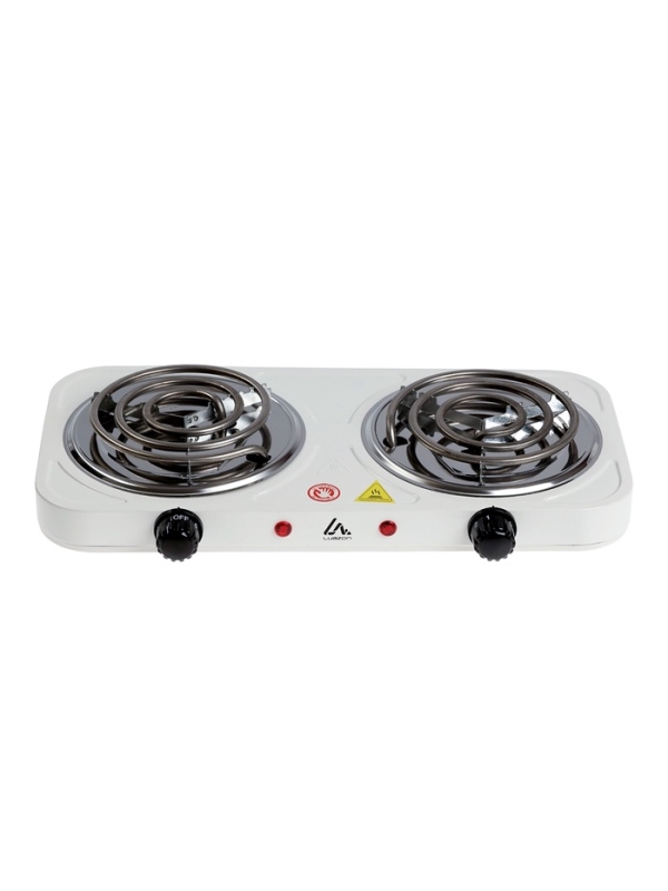 Плитка электрическая Luazon LHP-003, 2 конфорки, 2000 Вт, нагреватель спираль, белая