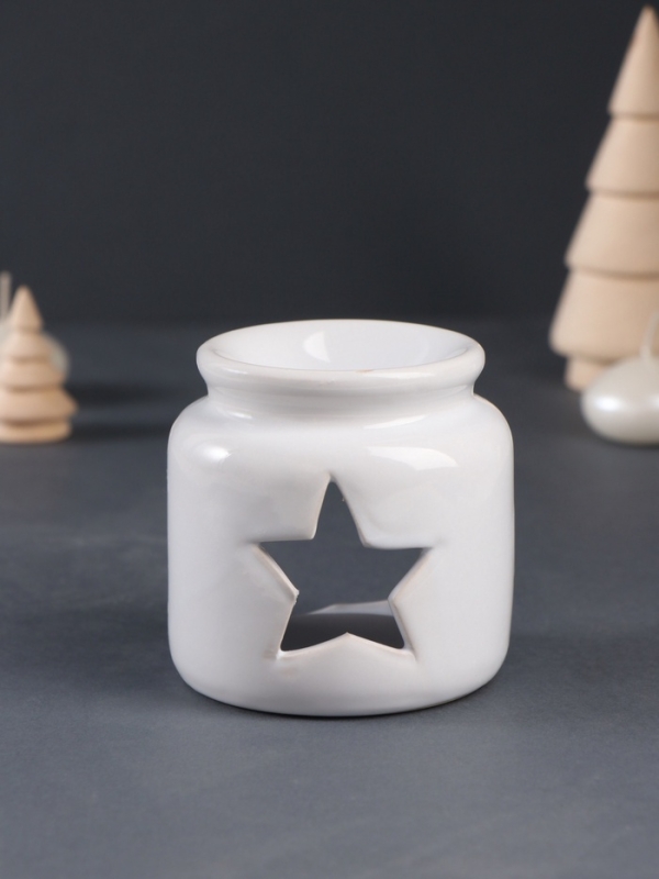 Набор: аромалампа для эфирных масел, мелтсы из воска ароматические &laquo;Звезда&raquo;, белая, 7.5&times;7.5&times;8 см