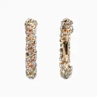 Серьги-кольца со стразами &laquo;Россыпь&raquo; d=3.5 см, белые в золоте