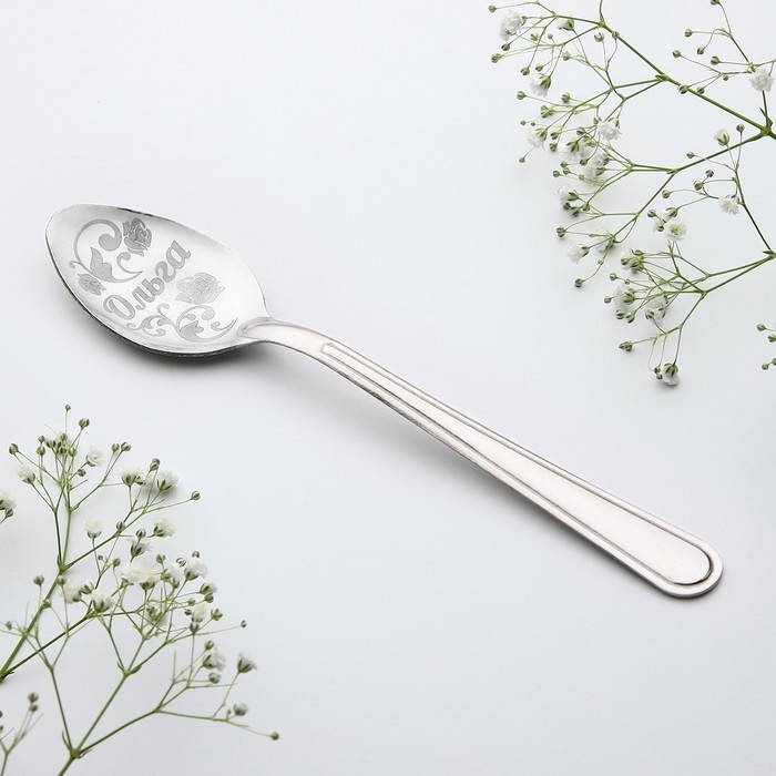 Ложка чайная с гравировкой &laquo;Ольга&raquo;, 3 х 14 см.