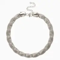 Чокер &laquo;Обруч&raquo; кручённый, цвет серебро