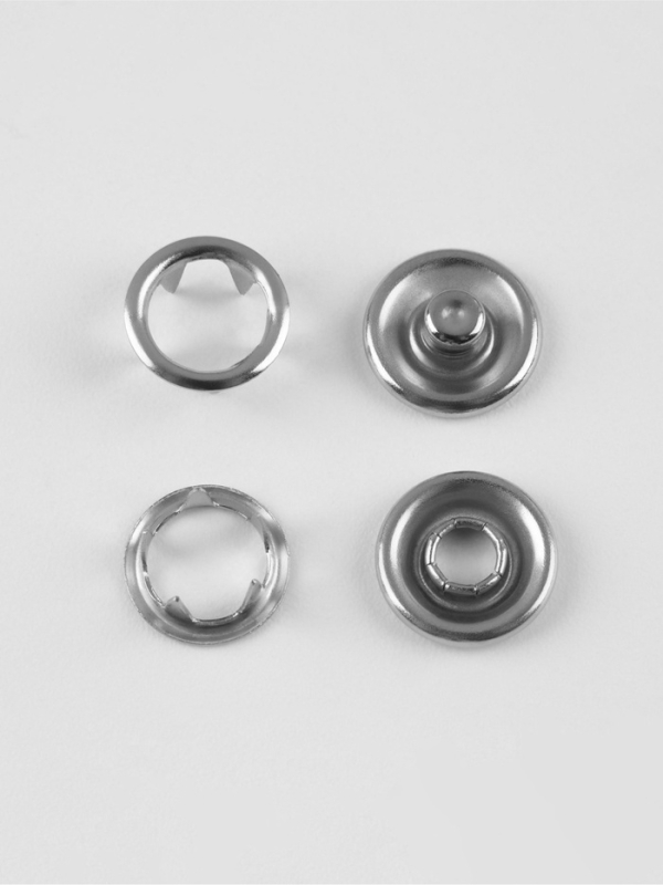 Кнопки рубаш откр d9,5мм (наб 10шт цена за наб) нерж сталь серебряный блистер TR