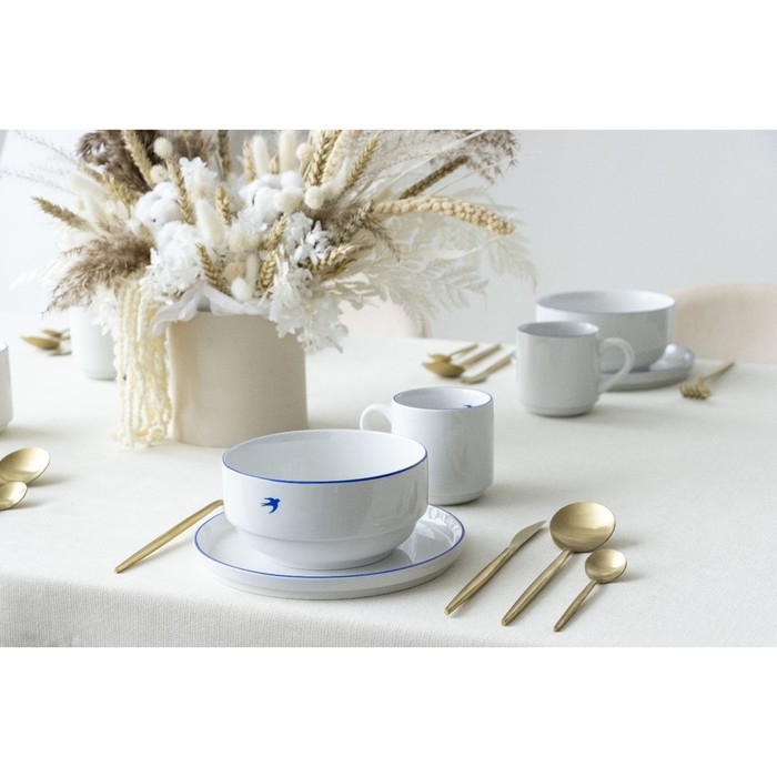 Тарелка плоская керамическая &laquo;Ласточка&raquo;, 20 см, цвет белый