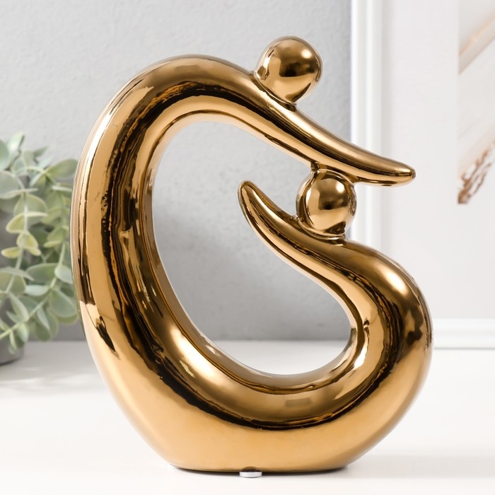 Сувенир керамика "Абстракция. Отцы и дети" золото 17х5,5х19,5 см