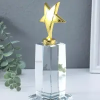 Стела наградная "Золотая звезда" площадка 5,5х12 см звезда 7,3х8,5 см 7х7х22,5 см