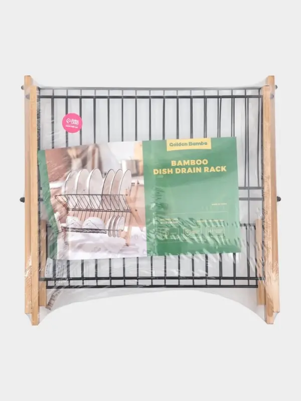 Сушилка для посуды "Meli" бамбук, металл, цвет черный