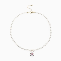 Бусы детские &laquo;Выбражулька&raquo; мишка, жемчуг, белые в золоте