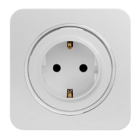Розетка одноместная, серия "Circular", 16 А, скрытая, с з/к, белая, серебристая рамка