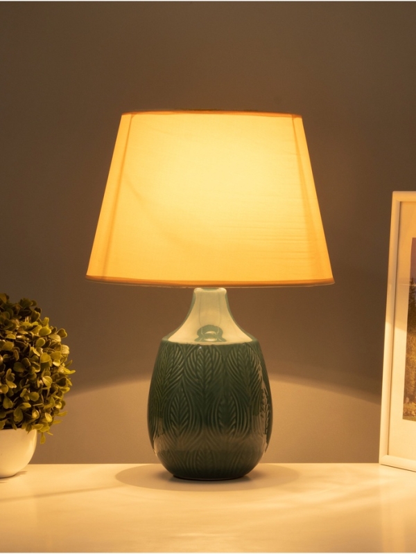 Настольная лампа "Жанин" 1х15Вт Е14 бирюзовый 28х28х42 см