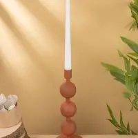 Подсвечник на 1 свечу текстурный "Терракотовый" с 3 сферами 10х10х25 см