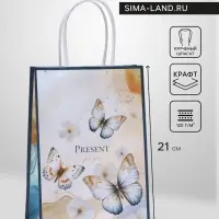 Пакет подарочный крафтовый Present for you 15&times;21&times;8 см, 120 г/м&sup2;