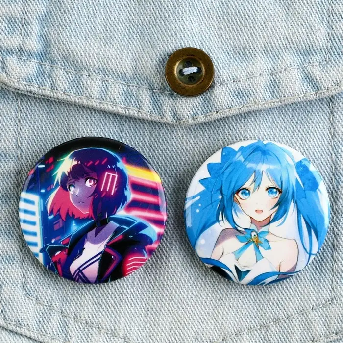 Значки закатные &laquo;Аниме девочки&raquo;, 38 мм, МИКС