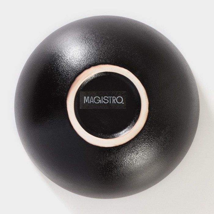 Миска фарфоровая на подставке из бамбука Magistro &laquo;Галактика&raquo;, 1,2 л, 18&times;18&times;8,5 см, цвет чёрный