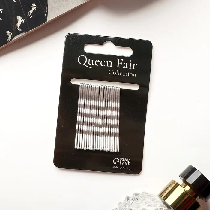 Невидимки для волос &laquo;Классика перламутр&raquo;, набор 20 шт., 5 см, серебро