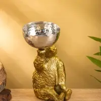 Сувенир с чашей "Медведь" 14,5х13х23 см, алюминий