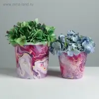 Набор кашпо для цветов 2 в 1 &laquo;Мрамор&raquo;, 0,8 и 1,6 л, 11 х 12 и 14 х 14 см