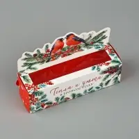 Коробочка для макарун &laquo;Снегири&raquo;, 18 х 5.5 х 5.5 см