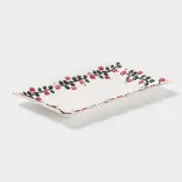 Блюдо сервировочное &laquo;Красный бутон&raquo;, 25.5&times;16&times;2.5 см, керамика, белое