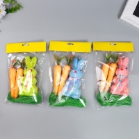 Декор "Зайчик с морковками и травкой" набор 4 шт МИКС 15 см