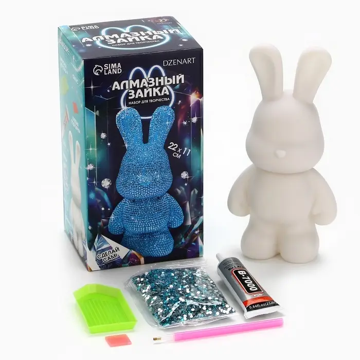 Алмазная мозаика на фигурке с полным заполнением &laquo;Зайка&raquo;, бирюзовый