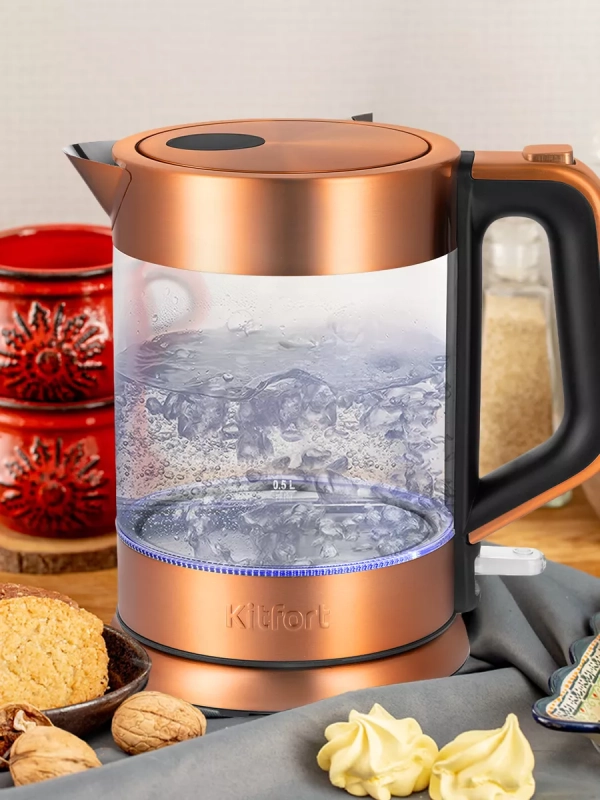Чайник электрический стеклянный с подсветкой КТ-6656 - 1.5 л