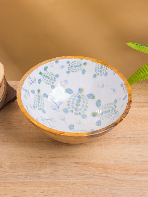 Салатник "Черепаха и цветы" дерево манго 25х25х10 см