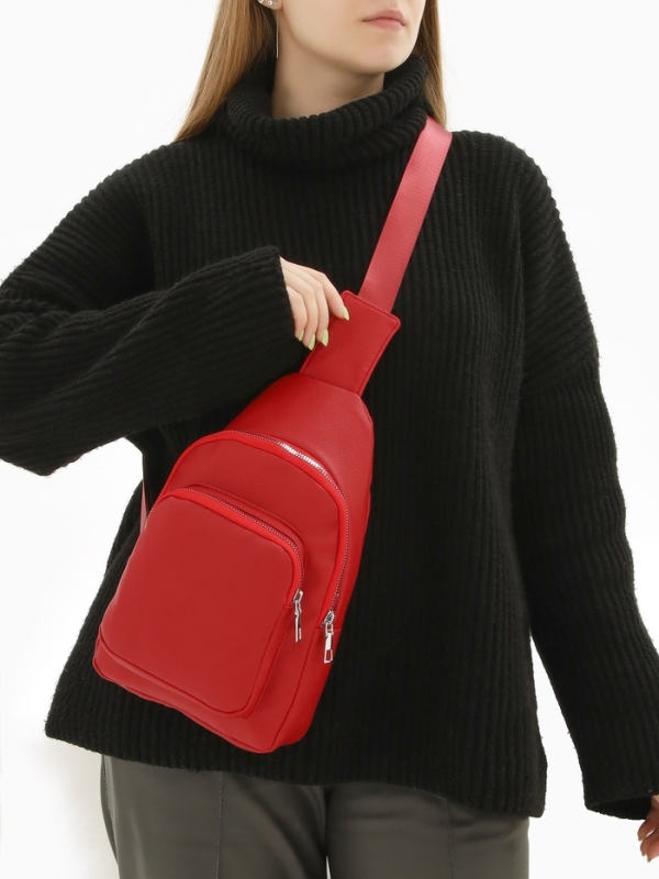 Рюкзак-слинг, 18*5,5*29 см, отд на молнии, 1 н/карман, бордовый