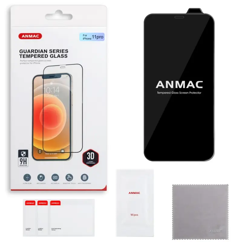 Защитное стекло iPh 11 Pro 3D ANMAC черное Арт.1137202