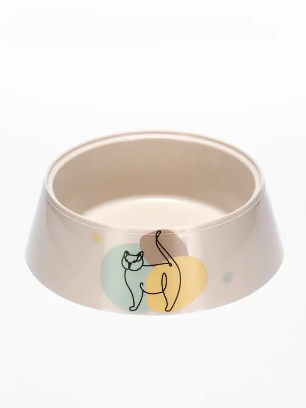 Миска "Мур-мяу" для кошек 0,3 л, 14,5 x 14,5 x 4 см, светло-бежевый