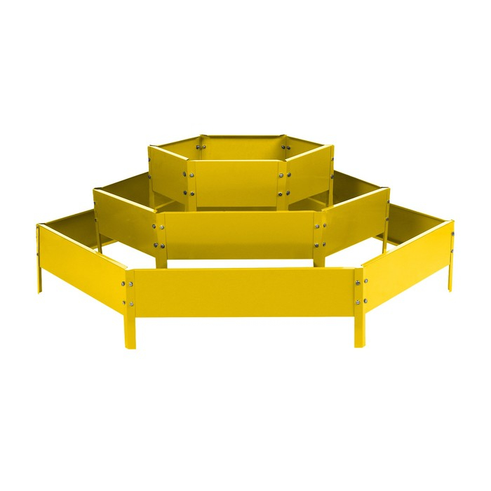 Клумба оцинкованная, 3 яруса, d = 60&ndash;100&ndash;140 см, h = 45 см, жёлтая, Greengo