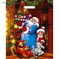 Пакет &laquo;Новогодний хоровод&raquo;, полиэтиленовый с вырубной ручкой, 38&times;47 см