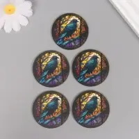 Декор для творчества дерево "Ворон. Витраж" 4,6х4,6х0,3 см