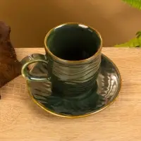 Чашка с блюдцем &laquo;Флора 2&raquo;, 13&times;13&times;9 см, керамика, зелёная