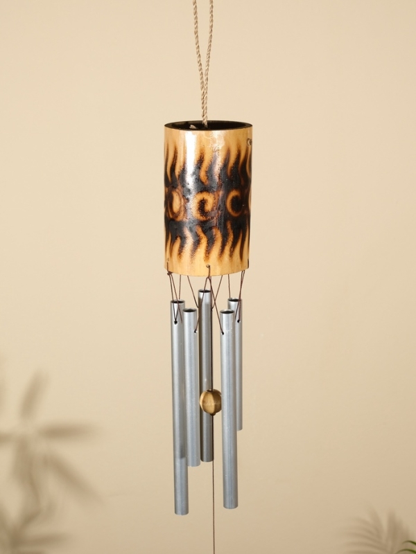 Музыка ветра "Цилиндр" бамбук, дерево, алюминий 8х8х85 см