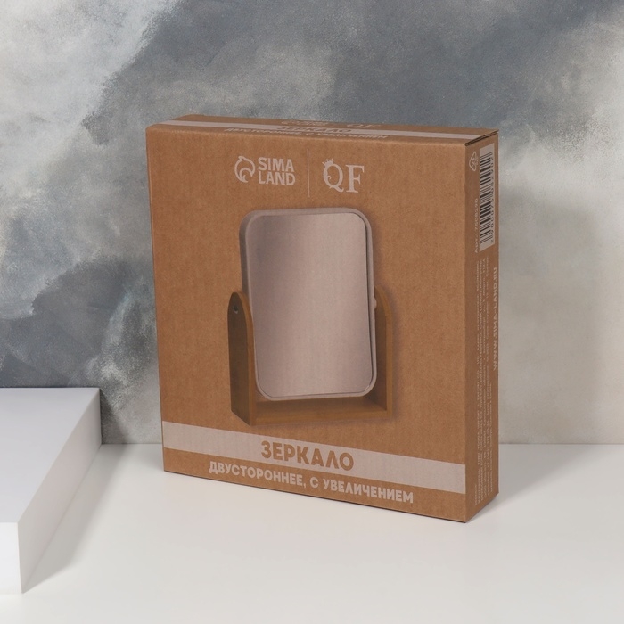 Зеркало настольное, двустороннее, с увеличением, зеркальная поверхность 14,2 &times; 17,6 см, цвет бежевый/белый