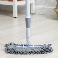 Швабра для мытья пола плоская гибкая Доляна, насадка из микрофибры букли 29&times;13 см, телескопическая стальная ручка 82(125) см, цвет серый
