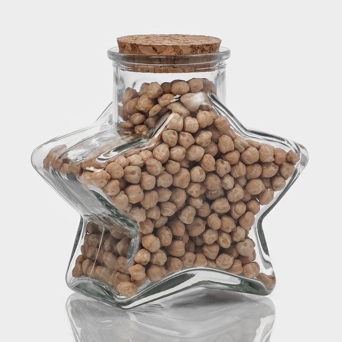 Банка стеклянная для хранения сыпучих продуктов Доляна &laquo;Парфе. Звезда&raquo;, 350 мл, 6,5&times;11,5 см, с пробковой крышкой